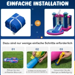 Aufblasbare Wasserrutsche für Kinder Hüpfburg-Center mit Gebläse 207 x 393 x 270 cm