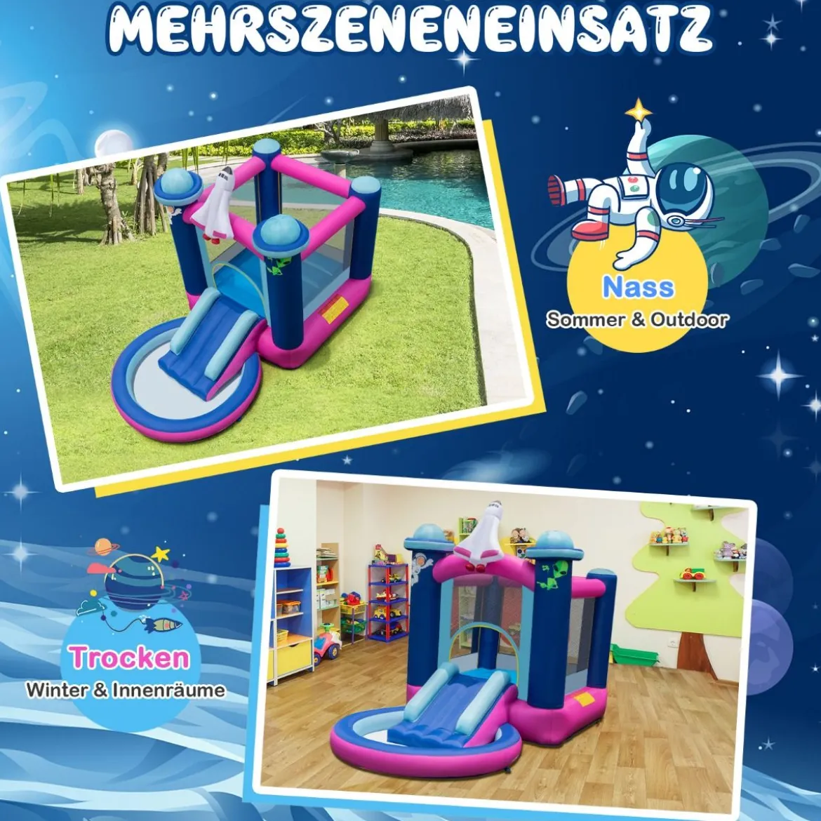 Aufblasbare Wasserrutsche Hüpfburg-Center für Innen- und Außenbereich 207 x 393 x 270 cm