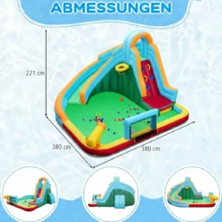 Aufblasbare Wasserrutsche Hüpfburg mit Ozeanbällen Fußball Basketball Kletterwand (ohne Gebläse)