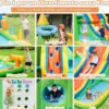 Aufblasbare Wasserrutsche mit Planschbecken & Kletterwand & Wasserkanonen ohne Gebläse