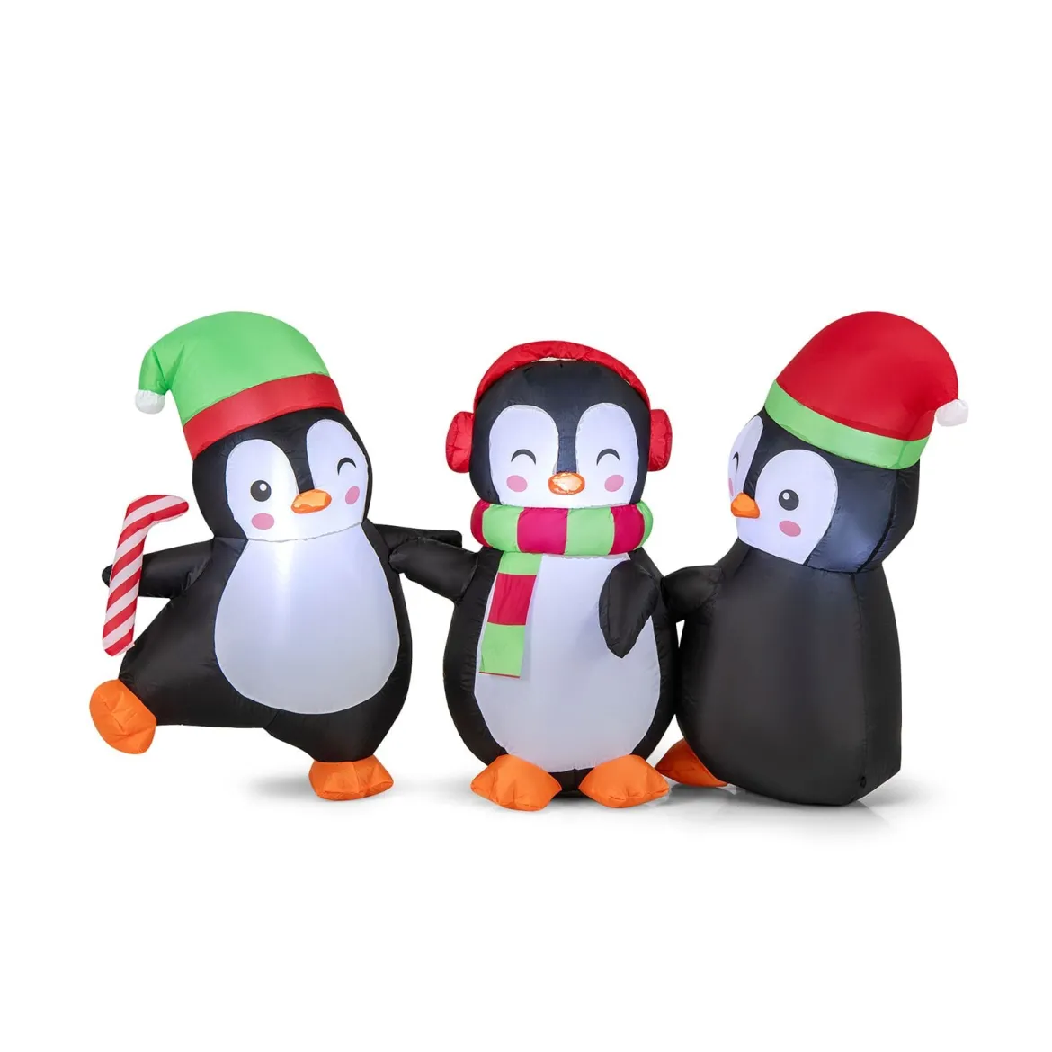Aufblasbare Weihnachten Pinguin-Familie aufblasbare Festdekoration mit integrierten LED-Lichtern Mehrfarbig