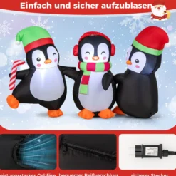 Aufblasbare Weihnachten Pinguin-Familie aufblasbare Festdekoration mit integrierten LED-Lichtern Mehrfarbig