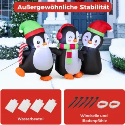 Aufblasbare Weihnachten Pinguin-Familie aufblasbare Festdekoration mit integrierten LED-Lichtern Mehrfarbig
