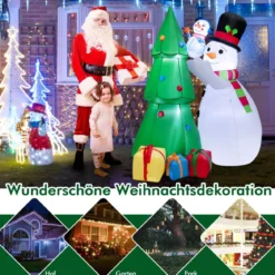 Aufblasbare Weihnachtsdekoration Weihnachtsbaum mit großem & kleinem Schneemann 145 x 105 x 180 cm