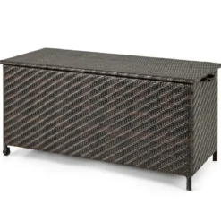 Auflagenbox mit Rollen & 320 L Kapazität Wasserdichte Kissenbox Polyrattan Aufbewahrungsbox