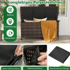 Auflagenbox mit Rollen & 320 L Kapazität Wasserdichte Kissenbox Polyrattan Aufbewahrungsbox