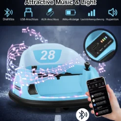 Aufsitz-Bumper-Car für Kleinkinder 12V elektrisches 360°-Spin-Auto-Spielzeug mit Fernbedienung Blau