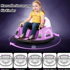 Aufsitz-Bumper-Car für Kleinkinder 12V elektrisches 360°-Spin-Auto-Spielzeug mit Fernbedienung Rosa