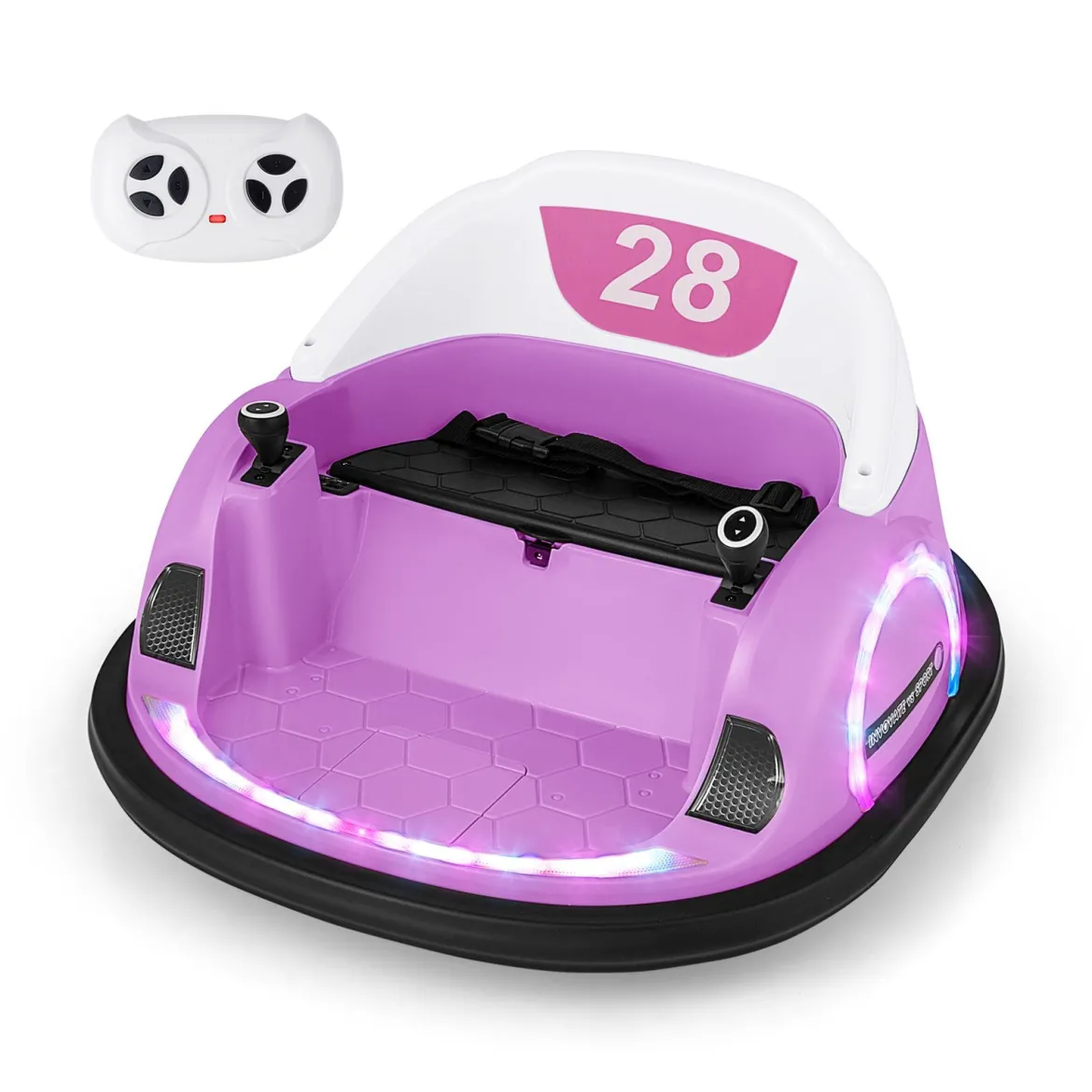 Aufsitz-Bumper-Car für Kleinkinder 12V elektrisches 360°-Spin-Auto-Spielzeug mit Fernbedienung Rosa