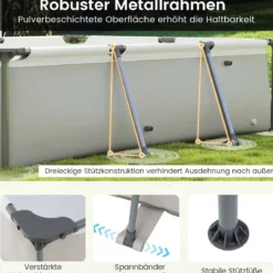 Aufstellpool Rechteckiger Großer Swimmingpool mit Filterpumpe Kartusche und Metallrahmen 300 cm x 207 cm x 66 cm Grau