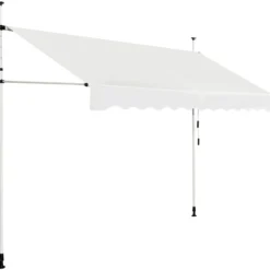 Ausfahrbarer Baldachin Sonnenschutz mit manueller Kurbel höhenverstellbar 250 x 120 cm Beige