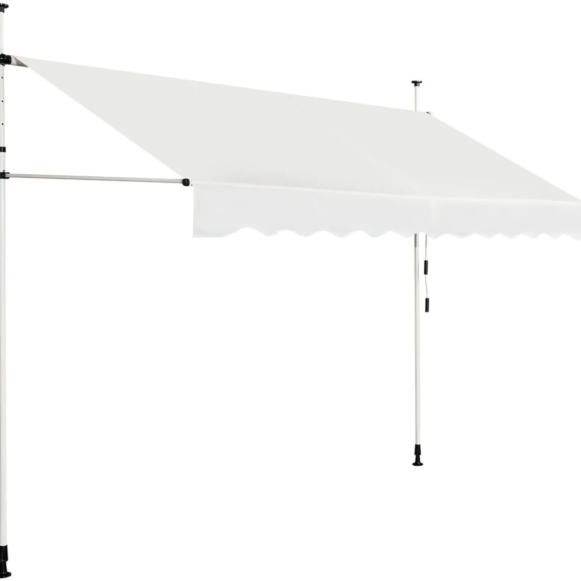 Ausfahrbarer Baldachin Sonnenschutz mit manueller Kurbel höhenverstellbar 250 x 120 cm Beige