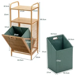 Ausklappbarer Wäschekorb Ausklappbarer Wäschekorb Badregal 40,5 x 33 x 95,5 cm Natur