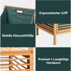 Ausklappbarer Wäschekorb Ausklappbarer Wäschekorb Badregal 40,5 x 33 x 95,5 cm Natur