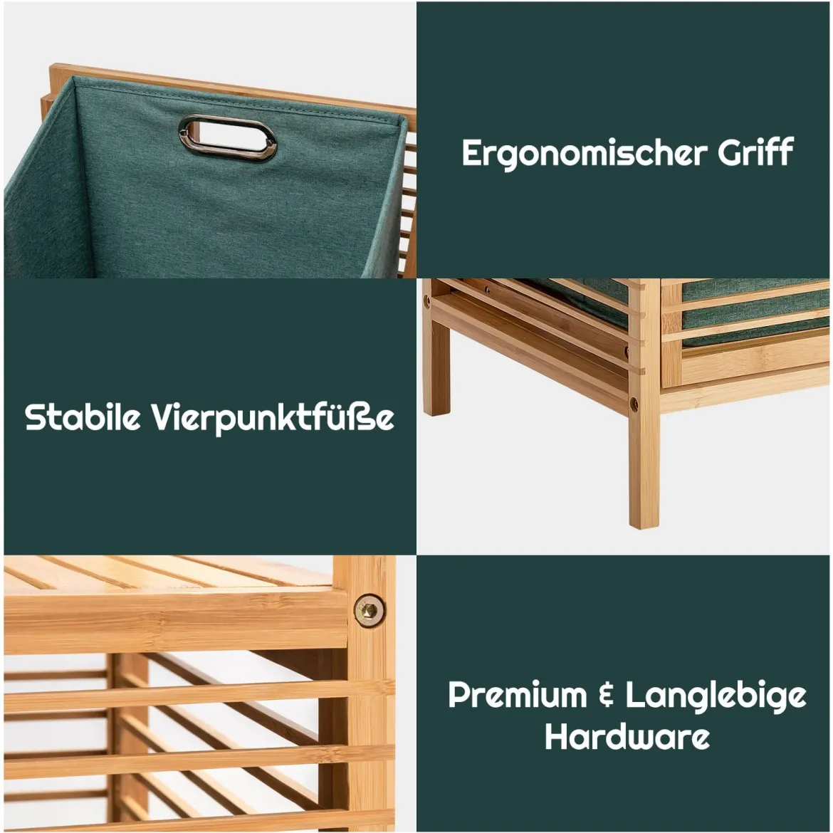 Ausklappbarer Wäschekorb Ausklappbarer Wäschekorb Badregal 40,5 x 33 x 95,5 cm Natur
