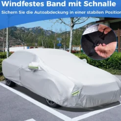 Auto Abdeckplane mit Reißverschluss & Tasche Wetterfeste Autoabdeckung 455 x 165 x 115 cm Silber