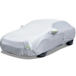 Auto Abdeckplane mit Reißverschluss & Tasche Wetterfeste Autoabdeckung 479 x 173 x 115 cm Silber