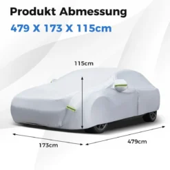Auto Abdeckplane mit Reißverschluss & Tasche Wetterfeste Autoabdeckung 479 x 173 x 115 cm Silber