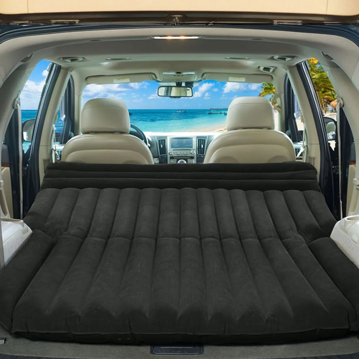 Autoluftmatratze für die Rückbank Aufblasbare SUV Luftmatratze 189 x 128 x 12 cm Schwarz
