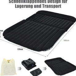 Autoluftmatratze für die Rückbank Aufblasbare SUV Luftmatratze 189 x 128 x 12 cm Schwarz