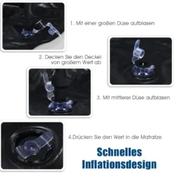 Autoluftmatratze für die Rückbank Aufblasbare SUV Luftmatratze 189 x 128 x 12 cm Schwarz