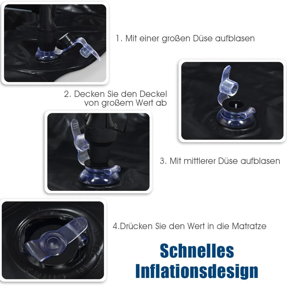 Autoluftmatratze für die Rückbank Aufblasbare SUV Luftmatratze 189 x 128 x 12 cm Schwarz