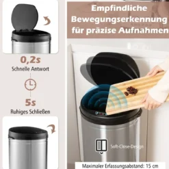 Automatischer Mülleimer mit 30 L Kapazität & Bewegungssensor berührungsloser Abfalleimer