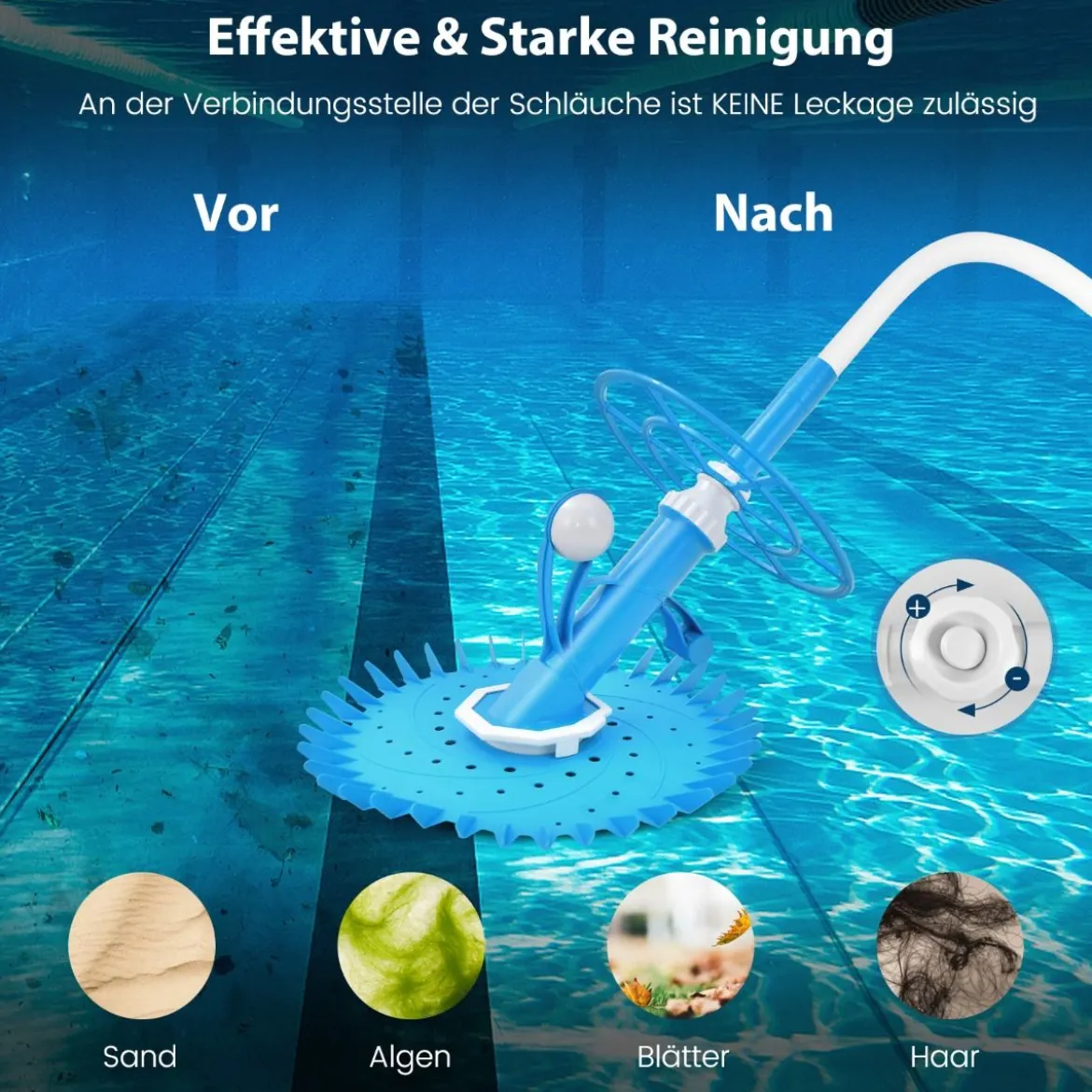Automatischer Poolreiniger Kabellose Reinigungsmaschine für Pools 64 x 47 x 35 cm Blau