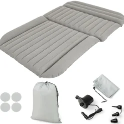 Auto Matratze 190 x 130 cm SUV Luftmatratze doppelseitig aufblasbares Luftbett mit Luftpumpe Grau