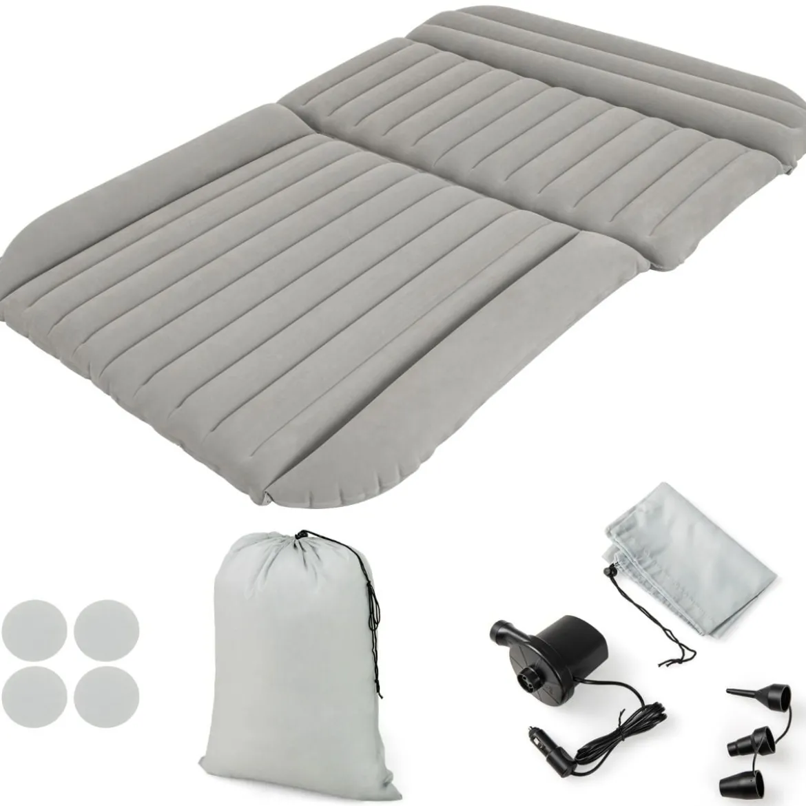 Auto Matratze 190 x 130 cm SUV Luftmatratze doppelseitig aufblasbares Luftbett mit Luftpumpe Grau