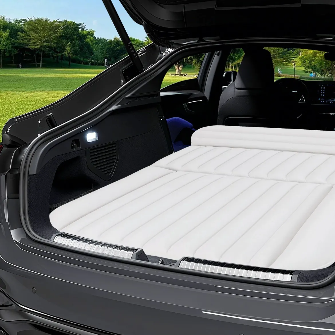Auto Matratze 190 x 130 cm SUV Luftmatratze doppelseitig aufblasbares Luftbett mit Luftpumpe Beige