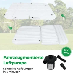 Auto Matratze 190 x 130 cm SUV Luftmatratze doppelseitig aufblasbares Luftbett mit Luftpumpe Beige