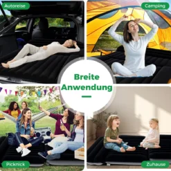 Auto Matratze 190 x 130 cm SUV Luftmatratze doppelseitig aufblasbares Luftbett mit Luftpumpe & Tragetasch Schwarz