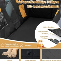 Auto Rückbank Hundedecke Wasserdichter & Kratzfester & Rutschfester 215 x 148 cm Schwarz