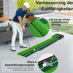 Auto Rückkehr Puttingmatte mit 2 Löchern automatischer Ballrücklaufbahn & Ausrichtungslinien Grün