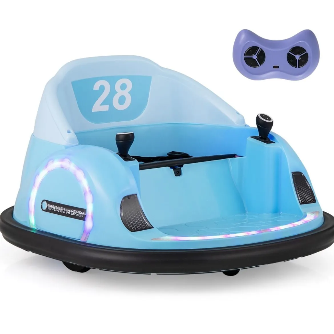 Autoscooter für Kinder elektrisches Bumper Car mit blinkenden LED-Lichtern Blau/Rot/Lil/Rosa