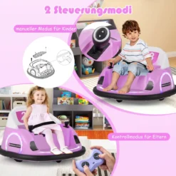 Autoscooter für Kinder elektrisches Bumper Car mit blinkenden LED-Lichtern Blau/Rot/Lil/Rosa