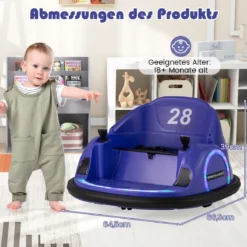 Autoscooter für Kinder elektrisches Bumper Car mit blinkenden LED-Lichtern Blau/Rot/Lil/Rosa