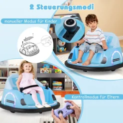 Autoscooter für Kinder elektrisches Bumper Car mit blinkenden LED-Lichtern Blau/Rot/Lil/Rosa