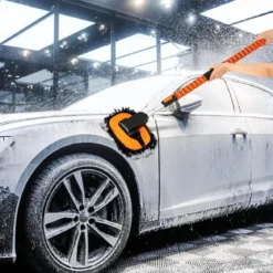 Autowaschbürste mit Teleskopgriff Kratzfreies Autowasch-Set mit D-Griff & Reifenbürsten