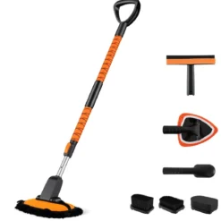 Autowaschbürste mit Teleskopgriff Kratzfreies Autowasch-Set mit D-Griff & Reifenbürsten