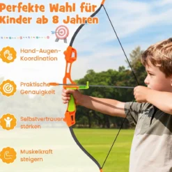 Axt Wurfspiel Set 4 in 1 Wurfäxte Spiel mit Bogen Zielscheibe 5 Pfeilen & 3 Äxten Orange