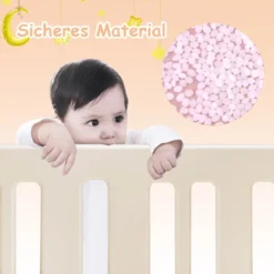 Babybett Babywiege mit Schaukelfunktion 2 Ebenen Reisebett auf Rollen bis 25kg Belastbar Beige