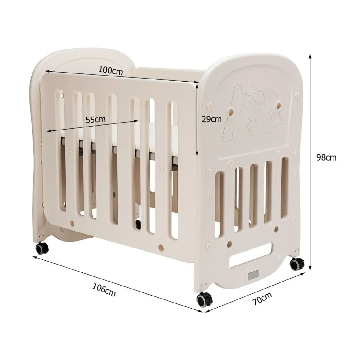 Babybett Babywiege mit Schaukelfunktion 2 Ebenen Reisebett auf Rollen bis 25kg Belastbar Beige