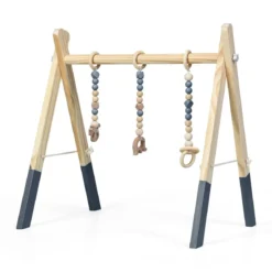 Baby Gym Babyspielgerät Spieltrapez Spielbogen Holzspielzeug Aktivitätszentrum mit 3 Kinderspielzeugen