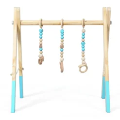 Baby Gym Babyspielgerät Spieltrapez Spielbogen Holzspielzeug Aktivitätszentrum mit 3 Kinderspielzeugen
