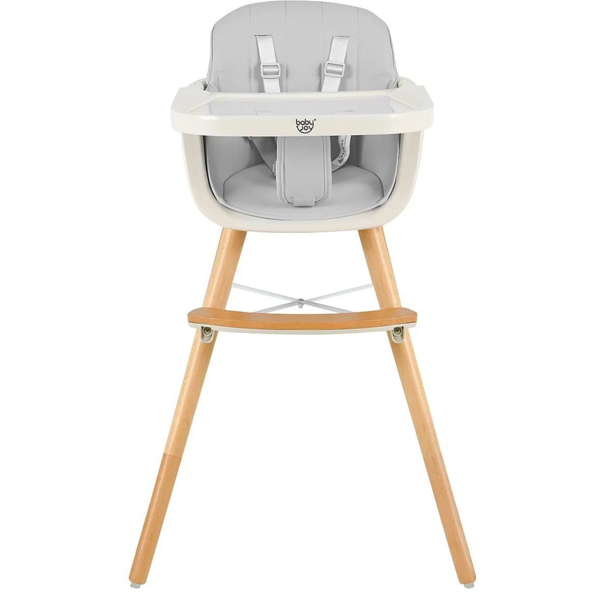 Babyhochstuhl Kinderhochstuhl Baby Treppenhochstuhl mit Einstellbares Esstischchen Grau