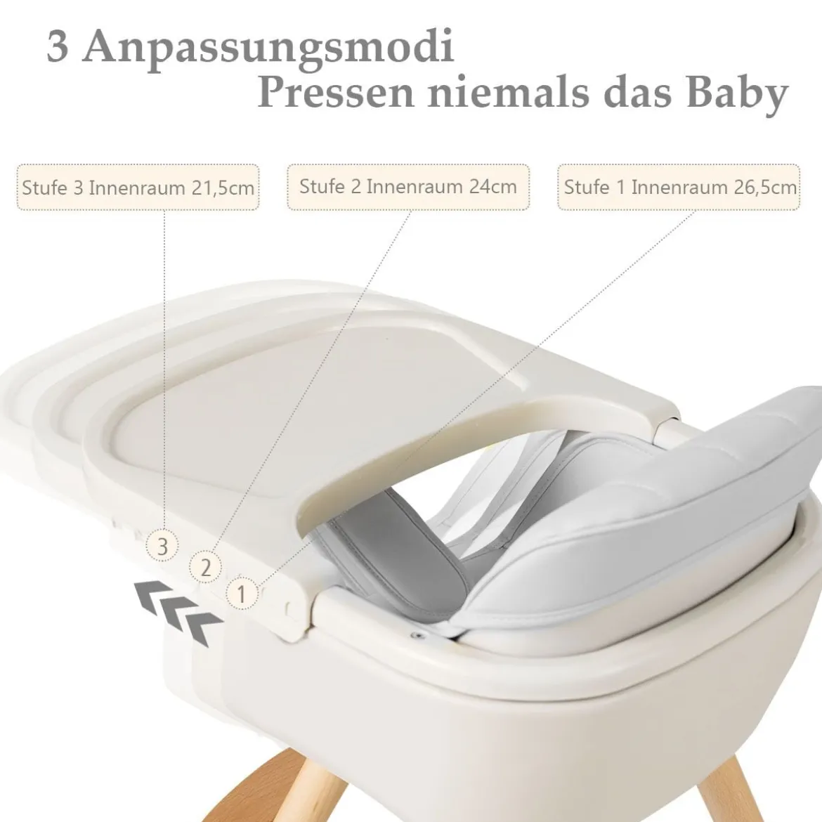 Babyhochstuhl Kinderhochstuhl Baby Treppenhochstuhl mit Einstellbares Esstischchen Grau