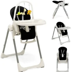 Babyhochstuhl Klappbar Hochstuhl Baby mit Liegefunktion 78 x 52,5 x 104 cm Schwarz