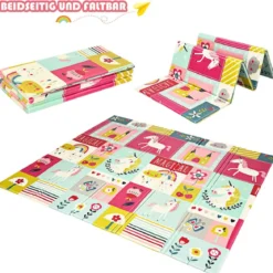 Baby Krabbeldecke Spielmatte faltbar Babymatte doppelseitig Spielteppich Rot